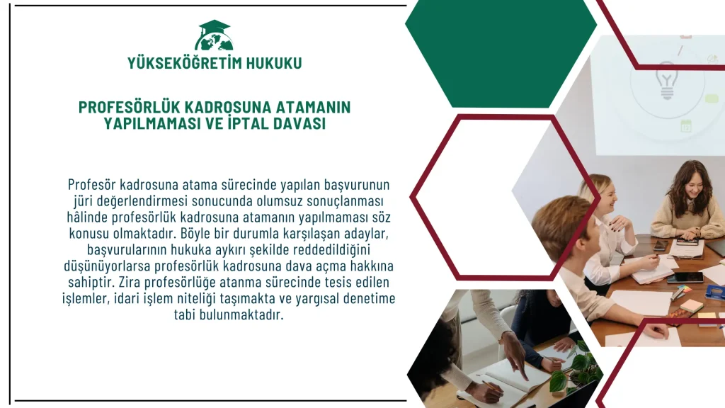 Profesörlük kadrosuna atamanın yapılmaması ve profesörlük kadrosuna iptal davası